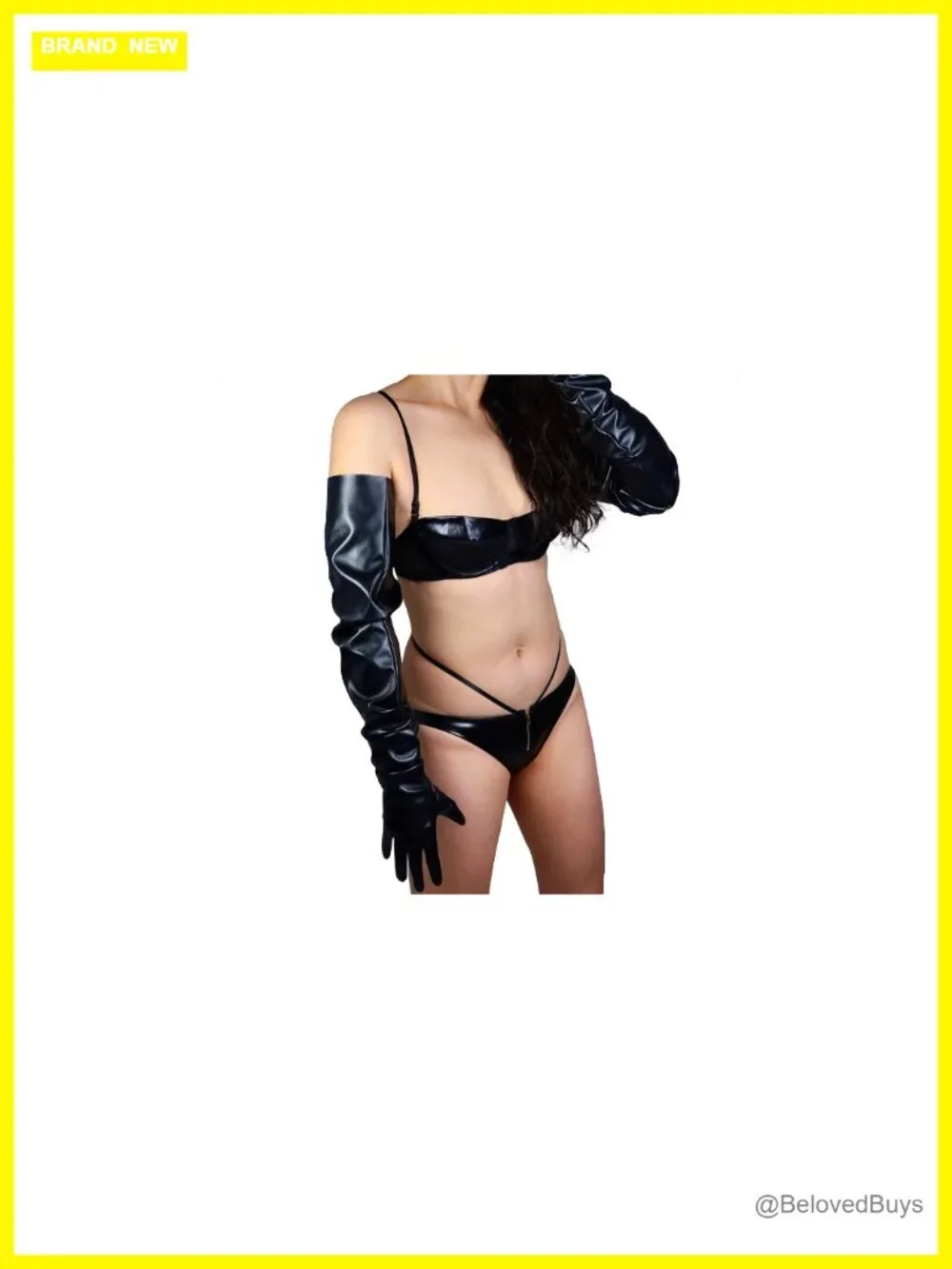 Extra Long Faux Leather Opera Gloves 35 Inch Oversized PU Costume Accessory